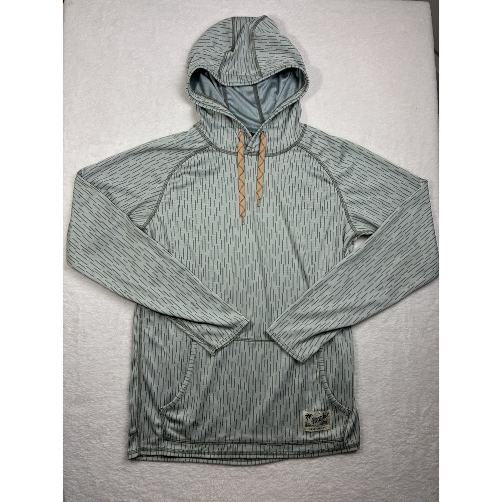 Howler Brothers Loggerhead Hoodie Small Grey Green Rain Pattern Rain fishing